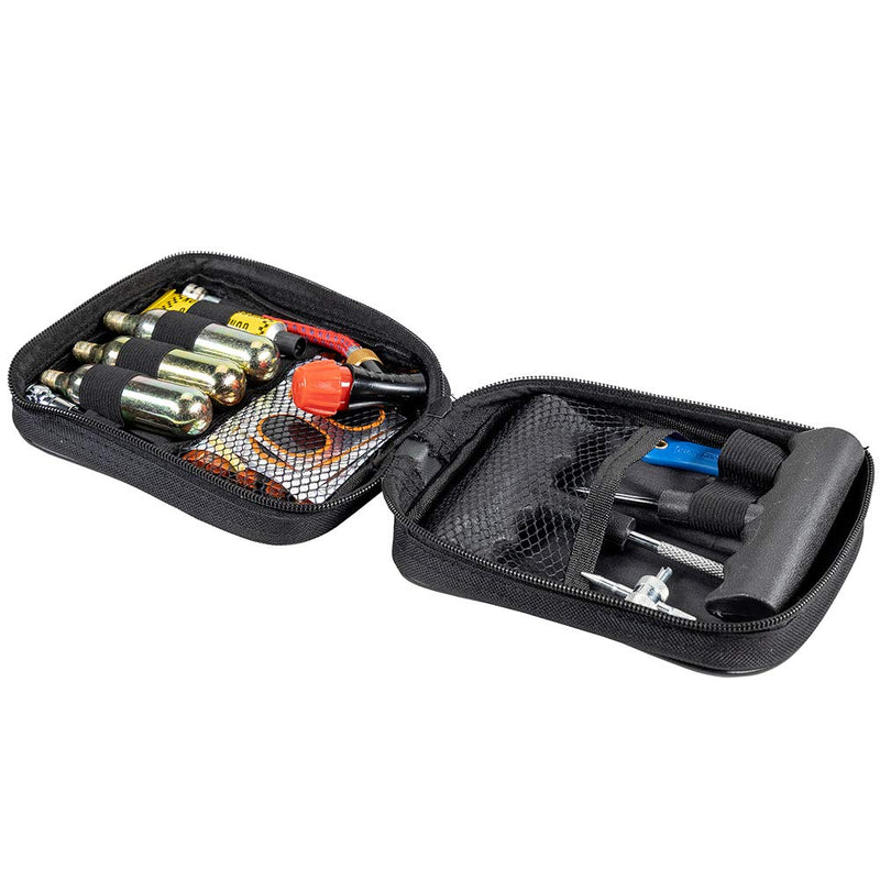 Pit Posse PP3167 Motorcycle Tire Repair Kit with Co2 Inflator and Cartridges for Tube and Tubeless Tires, Emergency Roadside Kit, Flat Tire Accessories for Easy Repair