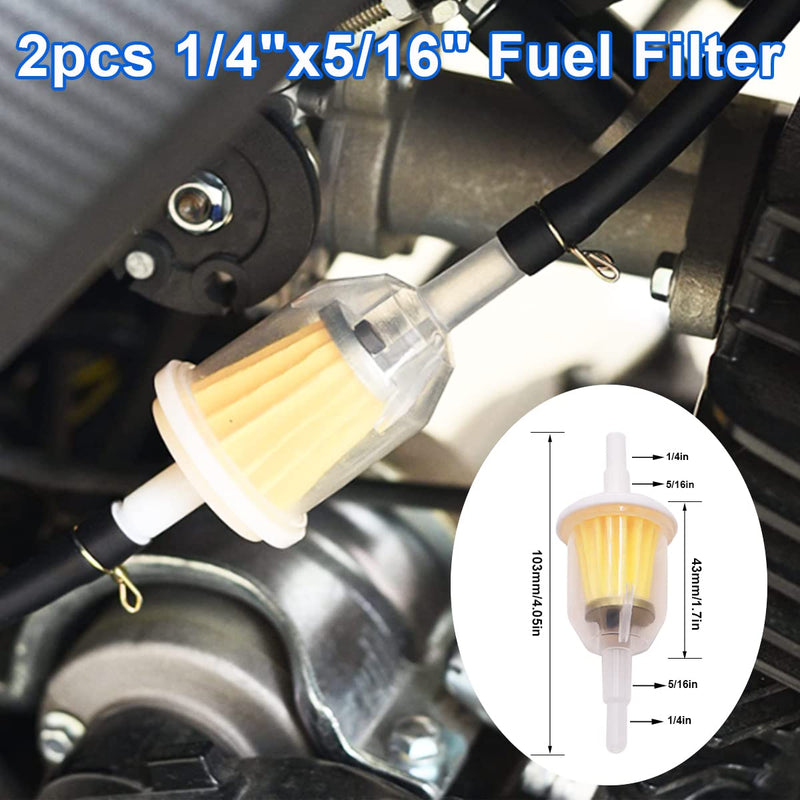 Tnisesm 1/4Inch (6MM) ID Fuel Line kits, 2 Meter/6-Foot Fuel Line + 2Pcs 1/4 Inch X 5/16 Inch Gas Inline Fuel Filters with Magnet +10 Pcs 13/32''-15/32'' Mini Fuel Hose Clamps Adjustable silver(Fuel Line Clamp) 1/4"