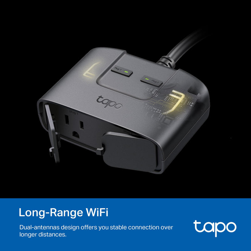 TP-Link Tapo Matter Outdoor Smart Plug, 2 Individual Outlets, IP65 Weather Resistance, Works with Apple Home, Alexa, Google Home, Long Wi-Fi Range, 2.4G Wi-Fi Only, ETL Certified (Tapo P400M) 2-Socket