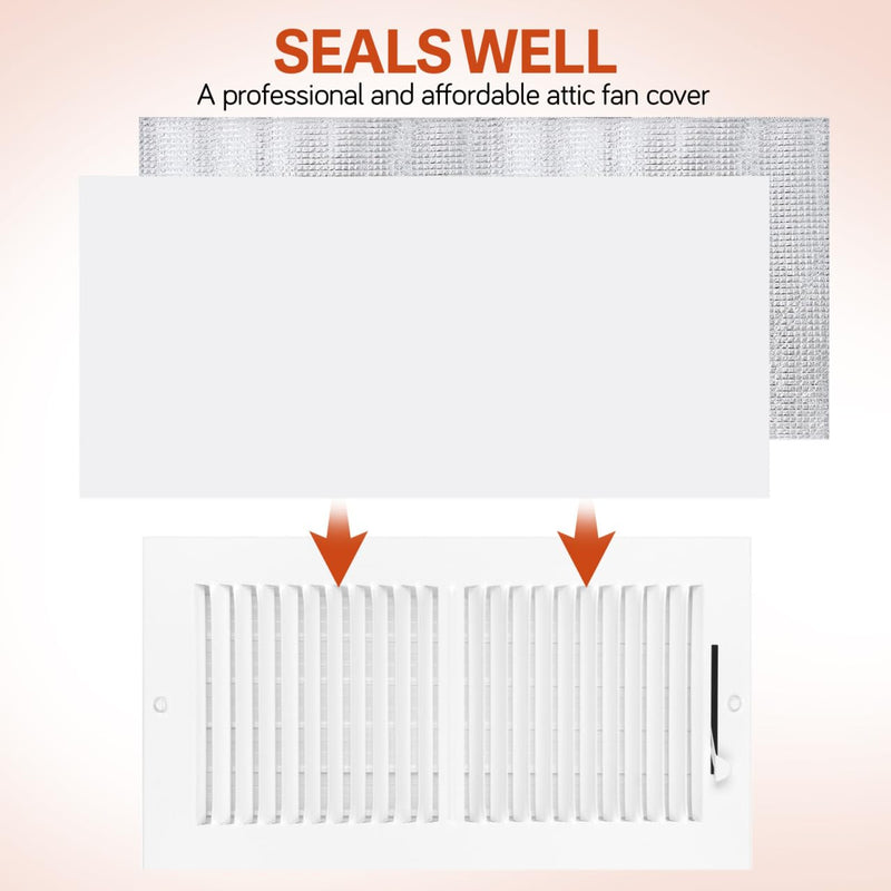Attic Door Insulation Cover, Insulation Whole House Attic Fan Cover with Adhesive Veclro Strips for Ceiling Vent Fan Shutter, Fits up to 50.78 X 50.78 Inch, Easy Cut to Fit