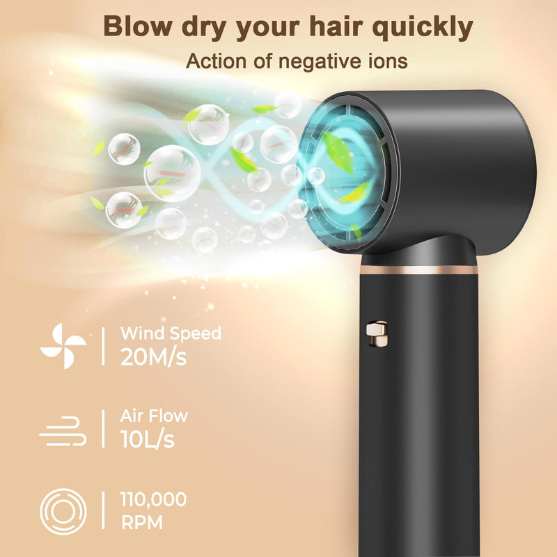 Dryhsip Hair Dryer Brush, 5-in-1 Hot Air Brush, Blow Dryer & Styler with Detachable Heads (Curling Wand, Volumizing Brush, Straightener, Curler), Travel Hairdryers Lightweight for Women & Men(Raven) | Negative Ionic Hair Brush Drying, Professional Blow...