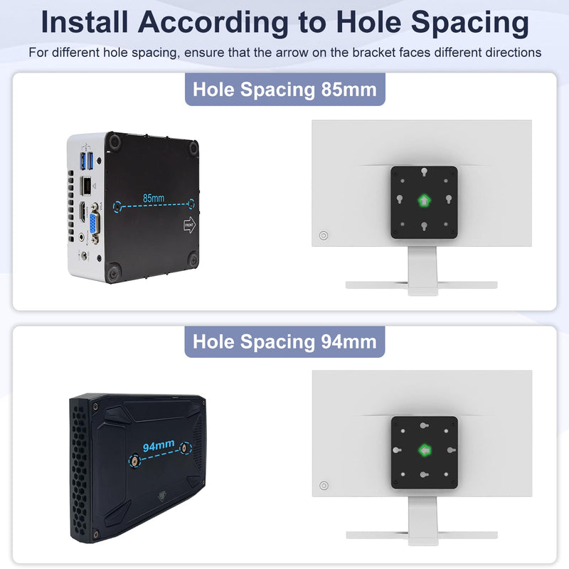 2 Packs VESA Mounting Kit Compatible with Intel NUC 13 12 11 10 8 7 6 5 Gen VESA Monitor Adapter Plate Compatible with Intel NUC Mini PC Mounting Bracket to Attach NUC Mini PC to the Back of a Monitor