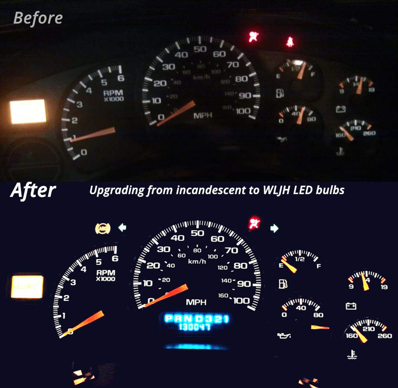 WLJH 6x T5 Led Wedge Bulbs Canbus Error Free 74 73 17 Extremely Bright White 3030 Chipsets for Auto Car Gauge Cluster Dashboard Light Lamp Instrument Panel Indicators