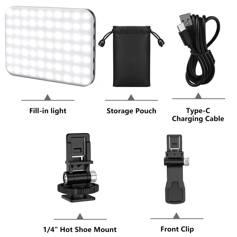 Hagibis RGB Video Light, 360° Full Color Selfie Light LED Camera Light with 3 Cold Shoe Mounts/CRI 97+/20 Scene Modes/2200mAh Rechargeable Portable Phone Light Photography Selfie Lighting