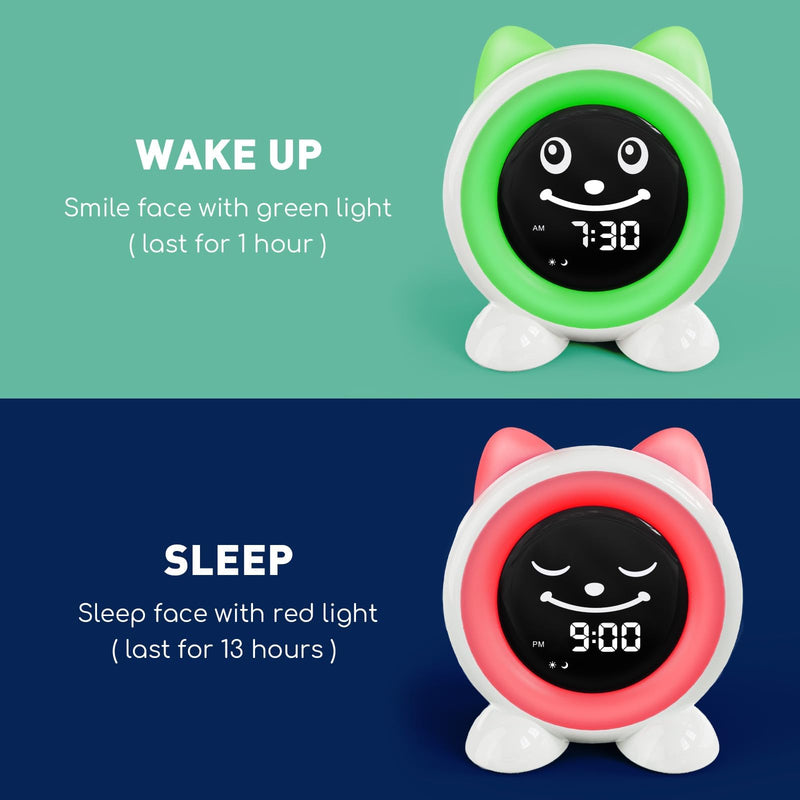 I·CODE OK to Wake Kids Alarm Clock,Toddler Sleep Training Clock with Night Light & Nap Timer for 2-10 Years Old Boys Girls White