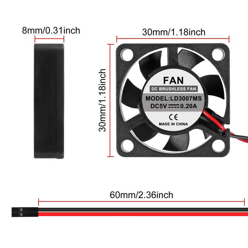 4pcs Fan for Raspberry Pi Cooling Fan Brushless CPU Cooling Fan Cooler Radiator Connector Separating One-to-Two Interface 3.3V 5V for Raspberry Pi4 Pi3 B+, Pi 3, Pi 2, Pi 1 B+ Pi Zero/Zero W