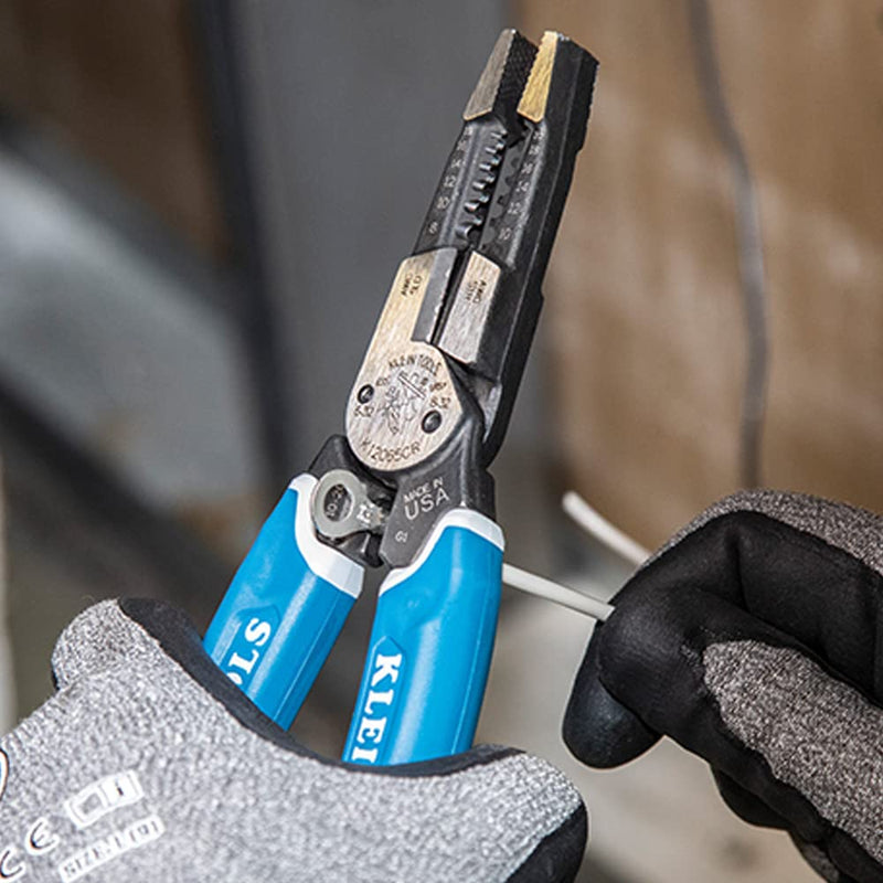 Klein Tools K12065CR Wire Stripper / Cutter / Crimper Tool, Made in USA, for Cutting, Stripping, Crimping, Twisting (8-18 AWG solid, 10-20 AWG stranded) Crimping Pliers