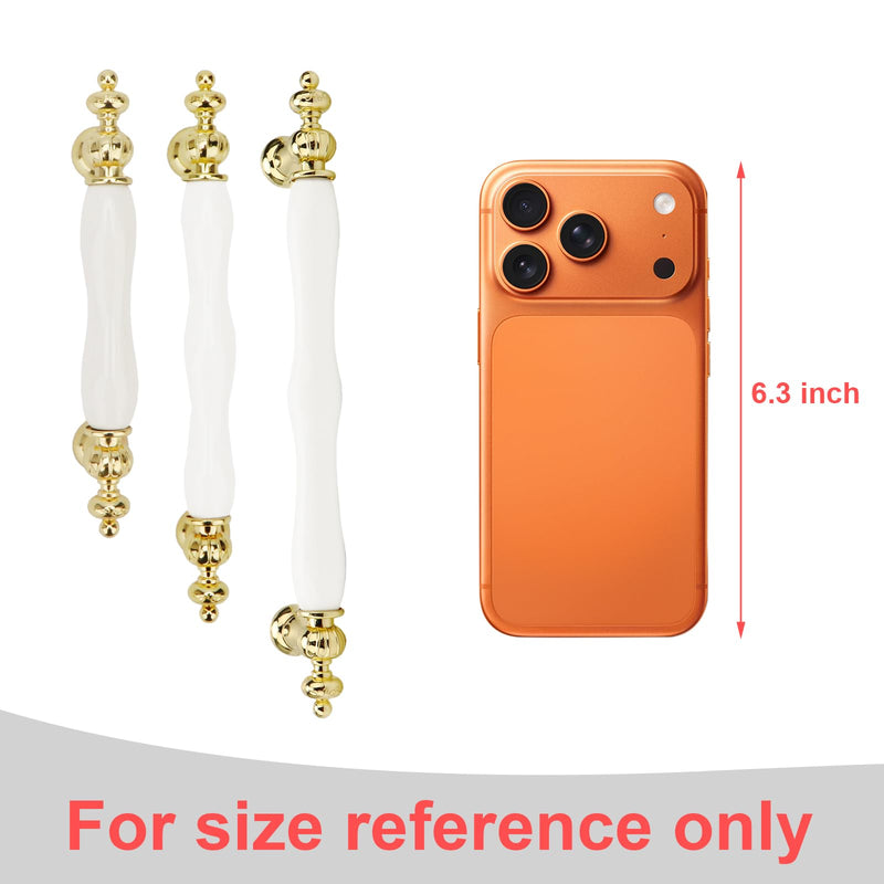 White Ceramic Knobs Vintage Furniture Drawer Knobs for Dresser Handle Kitchen Cabinets Cupboard Pull Handles with Screws 4 Pcs (Double Hole, Hole spacing 128mm) Double hole, hole spacing 128mm