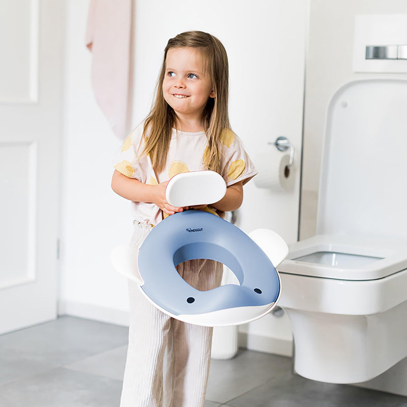 Kindsgut Whale Potty Training Seat for Toddlers – Kids Toilet Seat with Backrest, Non-Slip, Fits Round & Oval Toilet Seats, Designed in Germany, Pigeon blue