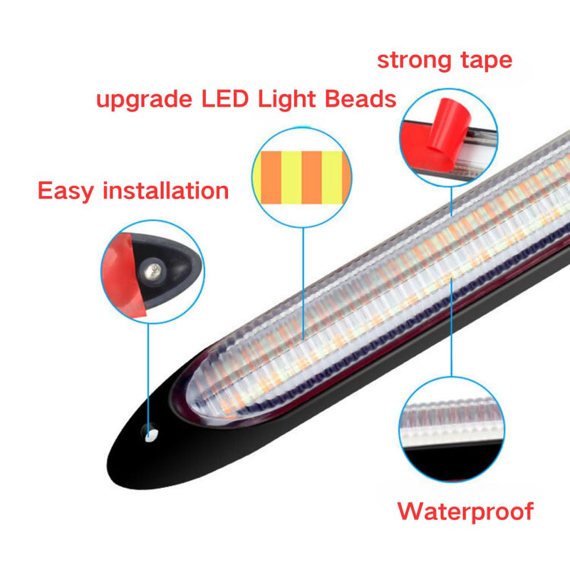 Yolu 2Pcs Flexible LED Daytime Running Light with Starter Scanning Dual-Color Streaming Turn Signal Indicator Light Universal fit 12V vehicles (6.69") 6.69"