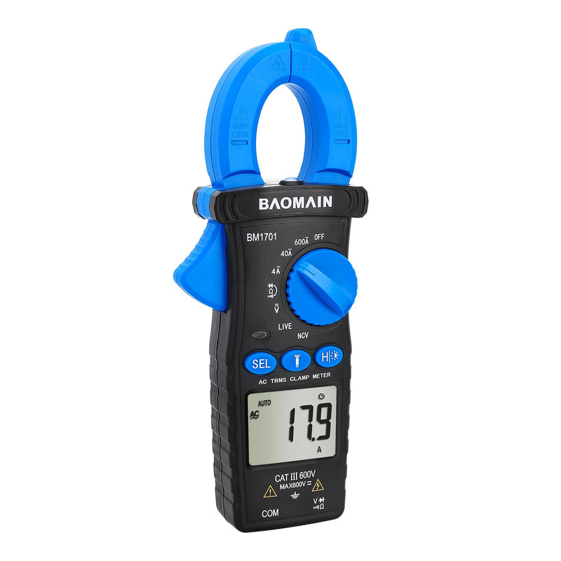 Baomain Digital Clamp Meter 4000 Counts Multimeter, Measures AC Current (4A/40A/600A), AC/DC Voltage,Resistance,Diode,Continuity, with NCV,Live Wire Test,BM1701 4000 Counts (4A/40A/600A)