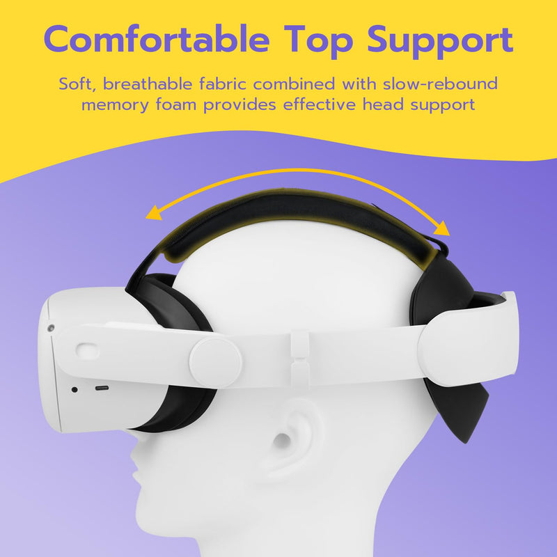 Mcbazel Elite Head Strap for Meta Quest 3S/3/2 Break-Resistant Black | Replacement Upgrade with Adjustable Dial, Memory Foam Rear Pad, ABS PC Side Arms, Q2 Adapter Brackets, Wipe-Clean PU Cushion