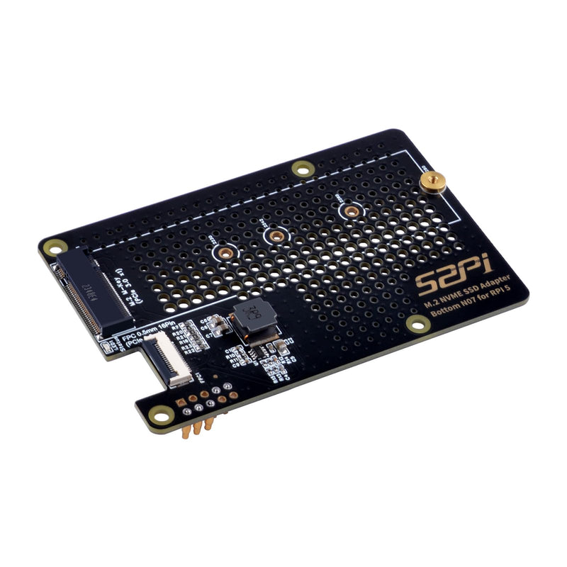 GeeekPi N07 PCIe M.2 M-key NVMe SSD PCIe Peripheral Bottom Board for Raspberry Pi 5, Support M.2 KEY-M NVMe SSD 2230/2242/2260/2280