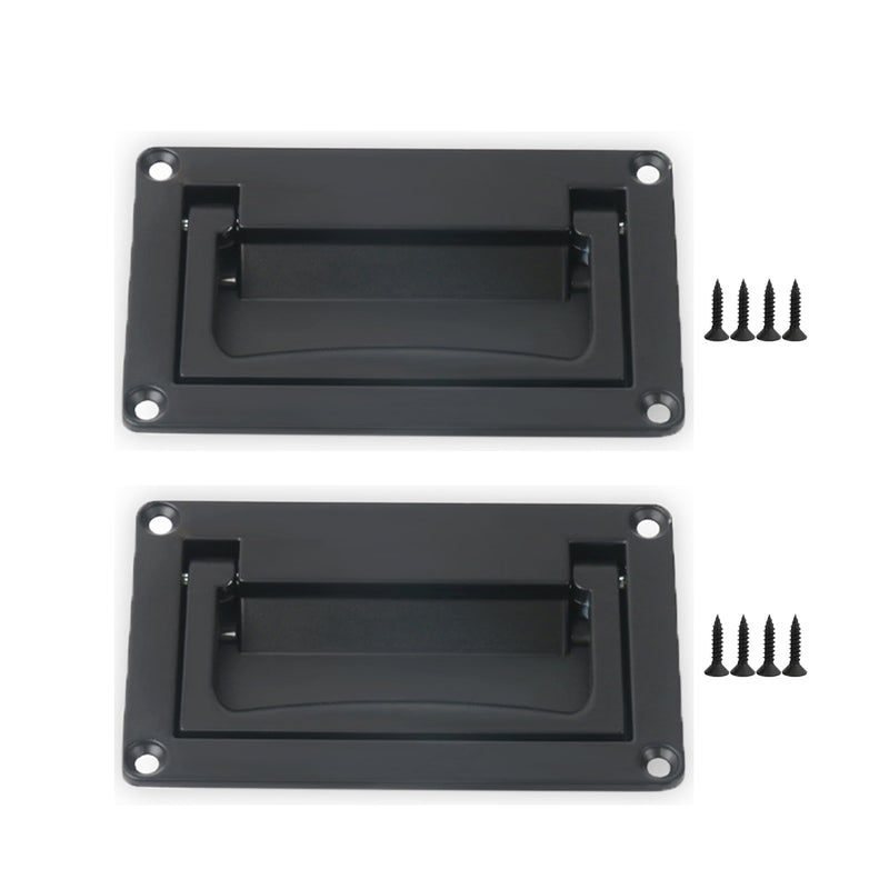 Black Zinc Alloy Recessed Pull Handle,Recessed Flush Pull Handle for Drawer Access Door Toolbox,Kitchen Hardware Cabinet Drawer Handles(2 Pack,4.33 x 2.75 inch) Black