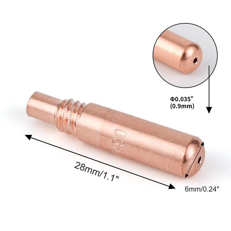 MIG Welding Contact Tips .035"(0.9mm) for Miller MDX Series MIG Gun Use with Miller MDX Diffuser D-M100 D-M250 T-M035 (50-PK) .035" 50-PK
