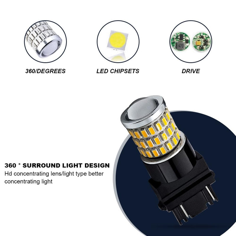 2Pcs 3157 LED Bulbs, 3056 3156 3057 4157 LED Replacement Bulbs, Super Bright LED Turn Signal Bulbs for Front Rear Turn Signal Light Blinker Parking Side Marker Brake Lights (Amber Yellow) Amber Yellow