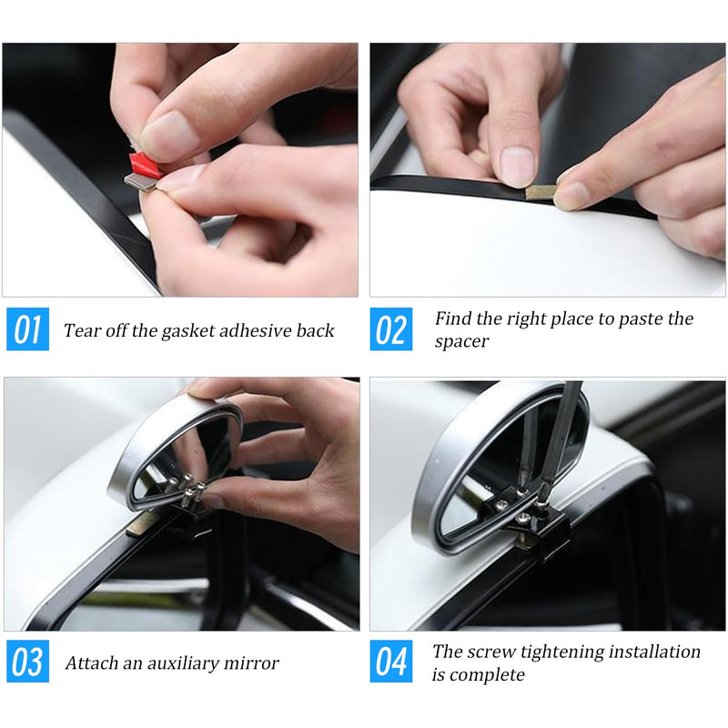 Mandark 2PCS Car Blind Spot Mirror, Rectangle HD Glass Convex Vehicle Rearview Mirror, Wide Angle Adjustible Auto Exterior Blindspot Side View Mirror, Universal for SUV, Sedan, Truck (Black) Black