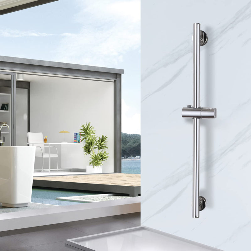 Chrome Shower Slide Bar, Bathroom Shower Slide Bar with Adjustable Handheld Shower Holder, Stainless Steel Slide Slide Bar Wall Mount Chrome