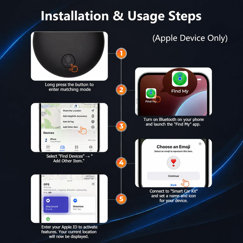 GPS Tracker for Vehicles,2 Pack Magnetic Hidden GPS Tracker for iOS Find My | Mini Tracking Devices for Cars Hidden Splashproof Available(iOS Only),No Monthly Fee Subscription No SIM Card Required-Black Black