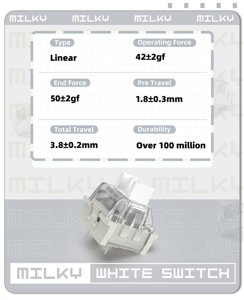 MAGIC-REFINER x Creamy White Switches for Mechanical Keyboard DIY, 42gf Linear Keyswitch 3 Pins, Pre Lubed with POM Stem Compatible for MX Mechanical Keyboard Switch Set (100PCS) 100PCS+No Switch Tester Creamy White/Linear