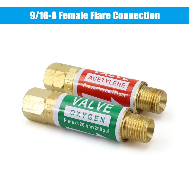 Oxygen and Acetylene Flashback Arrestors Set 2-Set Regulator End 9/16-18 Threads B Size G-2 Set