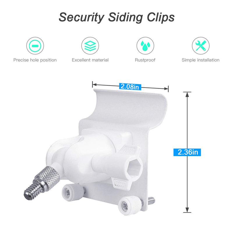 HOLACA Vinyl Siding Clips for Arlo,Stick Up Cam Roelink ZUMIMALL Eufy Security Camera, Hanger Hooks for Mounting Security Camera, Weatherproof Stainless Steel Material (2 Pack, White) 2 Count (Pack of 1)