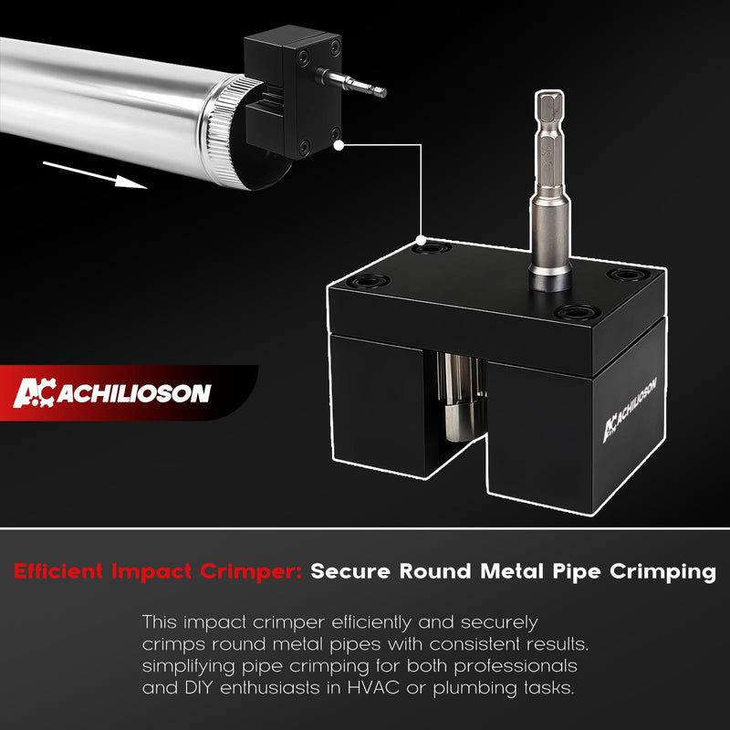 C5A2 Impact Power Assisted Crimper HVAC Crimping Tool - Shank Pipe Crimping Machine, Stainless Steel Pipe Fitting Splicing Tool for Sheet Metal Crimp