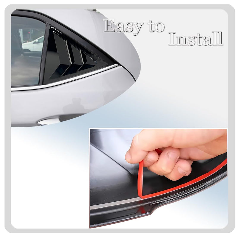 2Pcs Side Vent Window Louvers for Toyota Corolla 2014-2019, ABS Print Sport Window Decorative Covers, Exterior Trim Accessories - Bright Black