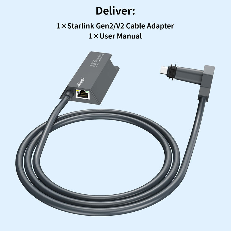 Starlink Ethernet Adapter for Standard Actuated Gen 2, RJ45 Gigabit Wired External Network Connection for V2, Black Starlink Ethernet Adapter