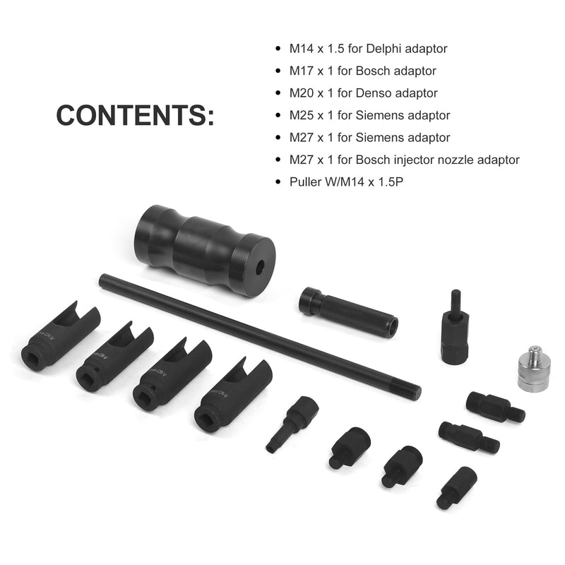 Diesel Injector Extractor Puller and Common Rail Adaptor Slide Hammer Removal Kit