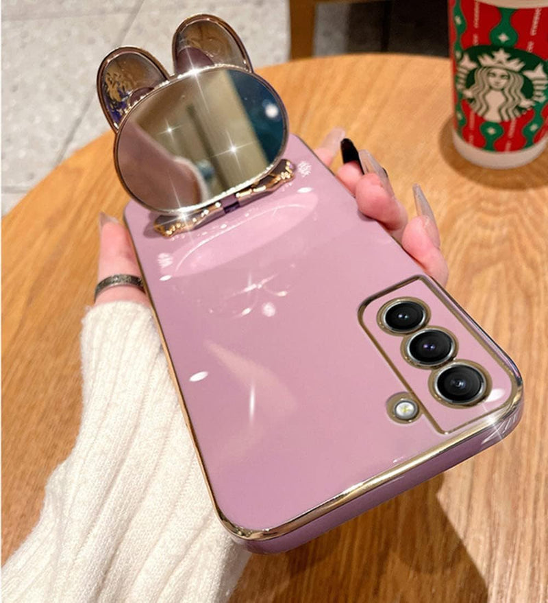 for Samsung Galaxy A37/A56/A36 Case for Women Girls,Cute Hidden Rabbit Bunny Stand Design,Luxury Plating Glitter Soft Silicone Girly Phone Case for Samsung A37 5G Pink | Samsung A37 Phone Case for Women Girls Slim Soft TPU Bumper with Camera Protection...