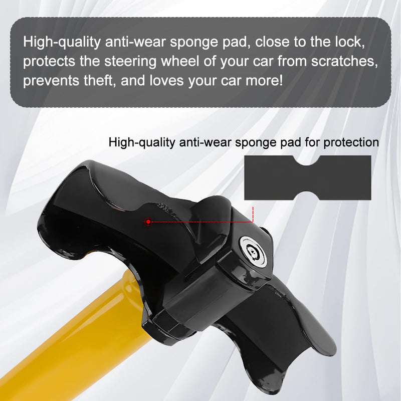 Car Steering Wheel Lock, Anti-Theft Device Heavy Duty Adjustable Vehicle Steering Wheel Secure Locking with Keys, Automotive Accessories, Universal for SUV RV Truck