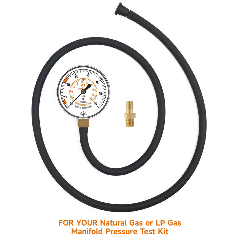 Roastove Natural Gas or LP Gas Manifold Pressure Test Kit Accessories, 2X 40 inch Rubber Hose, 1/8" NPT Male Brass Fitting for Replacement