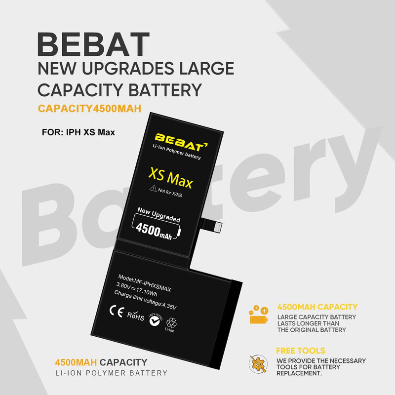 Replacement for iPhone Xs MAX Battery, 4500mAh High Capacity Li-ion Polymer Replacement Battery for Model A1921 A2101 A2102 A2104 with Professional Repair Tool Kits