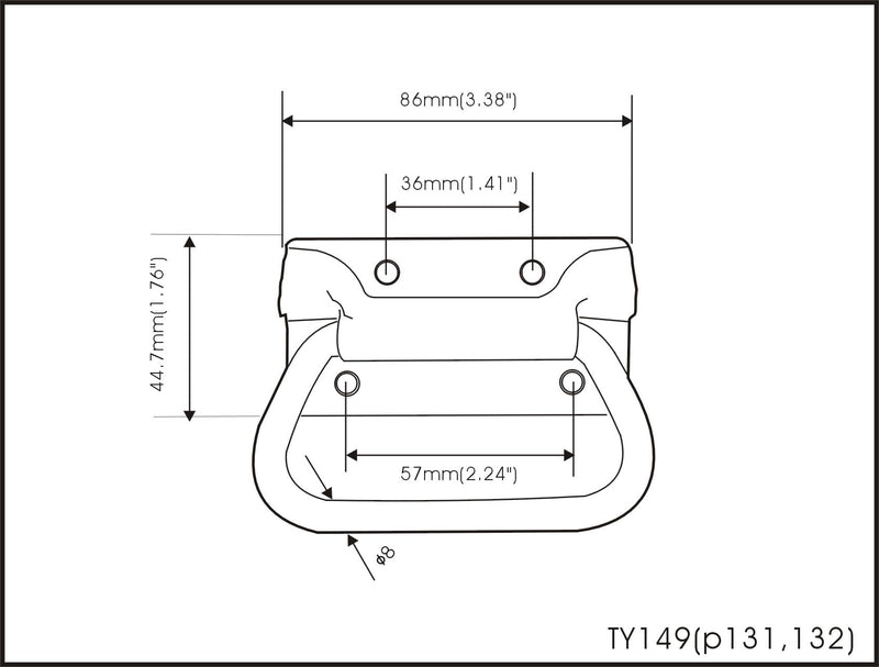 QCAA Chest Handle for Toolbox Lift Door Chest, 3-3/8" x 1-3/4", Zinc Plated, Made in Taiwan, 8 Pack Zinc (3-3/8")