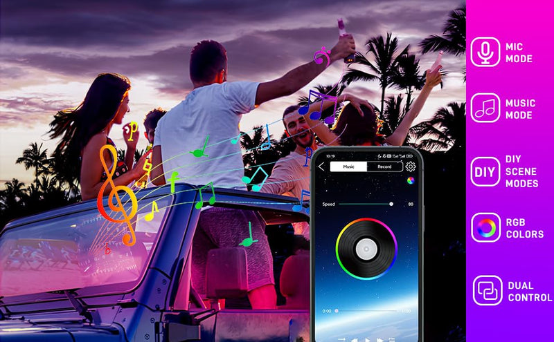 StoneBanks Car Strip Lights Interior, LED RGB USB C Under Dash Lighting, 12V Footwell Neon Internal Lights Kit, Smart APP Control and Remote Dual Control, Multicolor Music Mode and DIY Mode 48 LEDs