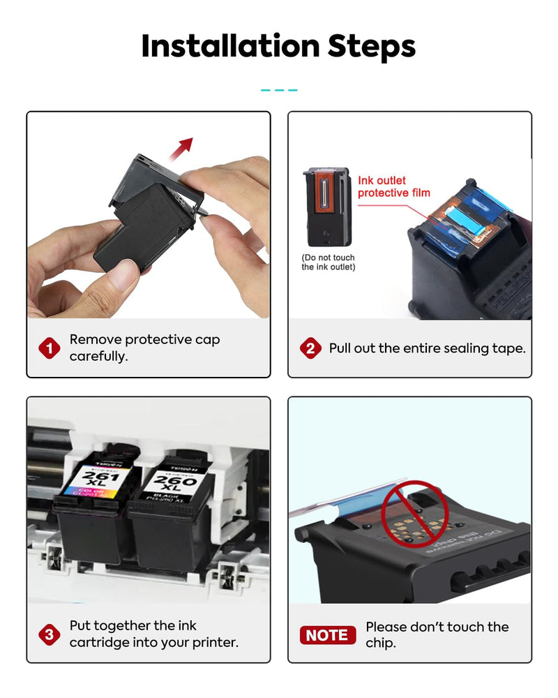 260XL 261XL Ink Cartridge Replacement for Canon 260 and 261 XL Combo Pack | for TS6400 TS6420 TS6420a TR7000 TR7020 TR7020a TS5300 TS5320 Printer Ink Cartridge PG-260 CL-261 XL High Yield (Black,Color) 260XL 1 Black 261XL 1 Color Ink