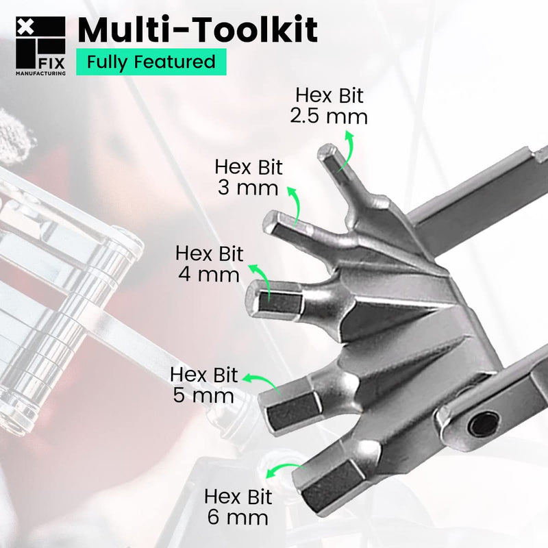  [AUSTRALIA] - Fix Manufacturing Wheelie Wrench™ Bike Tool Compact and Portable Multi Tool for Bicycle Repair and Maintenance Perfect to fix Most Road, Mountain, and BMX Bikes