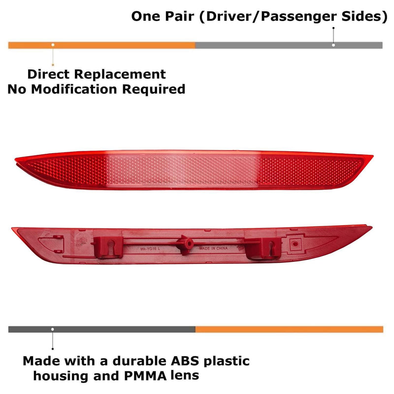 iJDMTOY OEM-Red Rear Bumper Reflector Lens Replacements Compatible With 2016-2017 Honda Accord Sedan, OE-Spec LH RH Assembly