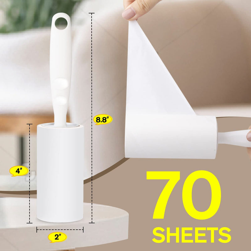 MELERIO Lint Rollers 5 Refills Full 420 Sheets with Protective Cover,1 handle with 6 Extra Sticky Lint Roller Set for Clothes, Sofa, Bed and Carpet, Lint Roller for Pet hair, Cat Hair, Dog Hair, Dust