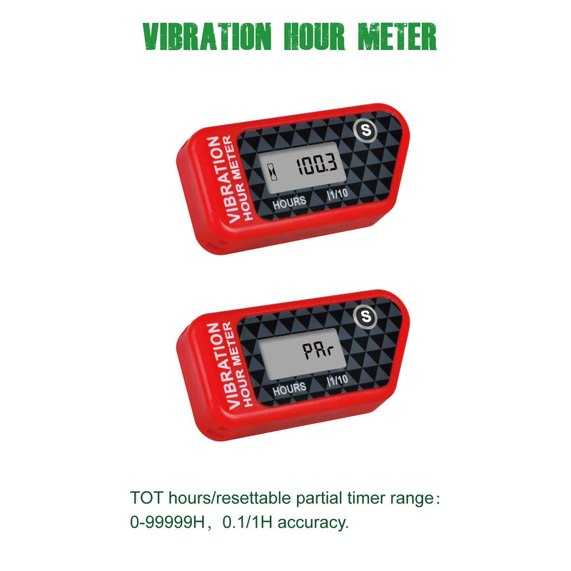 Yooreal Vibration Hour Meter,Maintenance Hours for Gas Diesel Engine Powered Generator Compressor Motorcycle Snowblower Trailer Motor Grader Pressure Washer Red