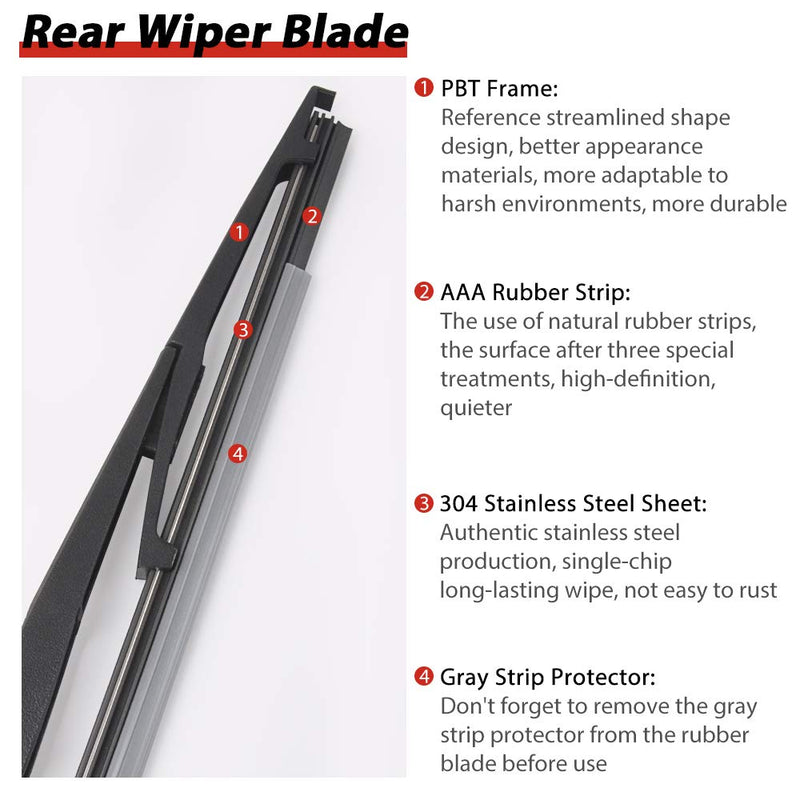  [AUSTRALIA] - Replacement for Acura RDX 2007-2020, TSX 2011-2014 OTUAYAUTO Rear Windshield Wiper Arm Blade Set - Replaces OEM#: 76720-STX-A01 Factory Style Back Wiper Rear Wiper Arm and Blade Replacement for Acura RDX 2007-2020