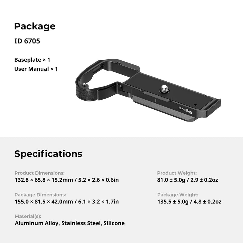 SmallRig A7R VI Baseplate, Mount Plate for Sony Alpha 7R VI, 98g Lightweight, Plate for Arca-Swiss, 1/4"-20 Threaded Holes, Ergonomics Design