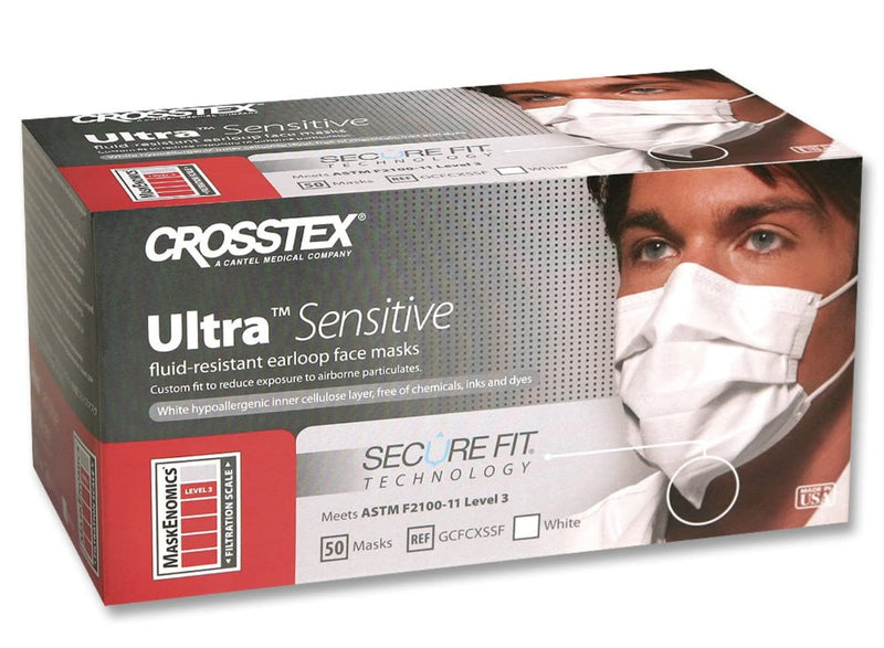 Crosstex International GCFCXSF Crosstex Ultra Sensitive Earloop Mask