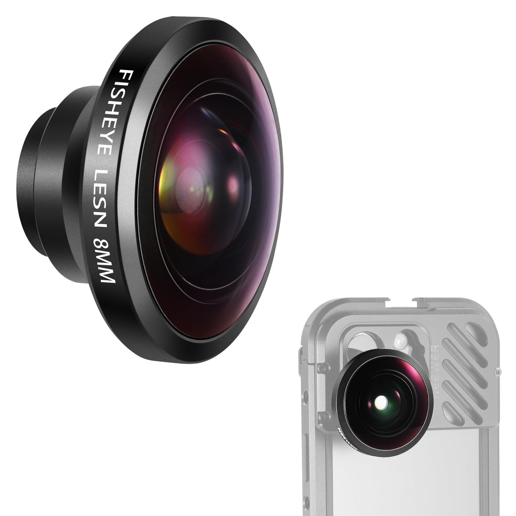 NEEWER HD 8mm Fisheye Phone Lens Only for 17mm Thread Backplate, 220° Wide Angle Compatible with SmallRig NEEWER iPhone Samsung Phone Cage Case with 17mm Lens Adapter, LS-29