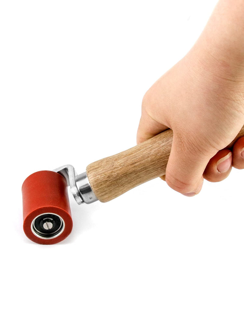 QWORK® Silicone Seam Roller, High Temperature Resistant Silicon Seam Hand Pressure Roller Welding Tool, 40mm, Red