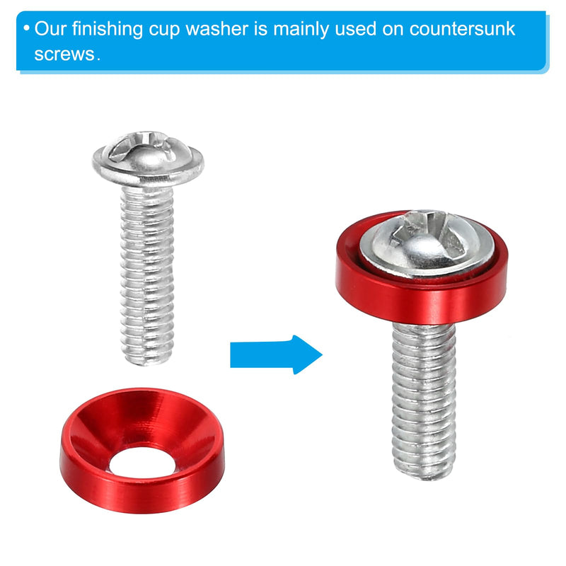 PATIKIL M8 Finish Countersunk Washer, 60pcs Anodized Aluminum Alloy Flat Cup Head Screw Gasket Bolt for Mechanical Accessories Parts DIY Models, Dark Blue 60