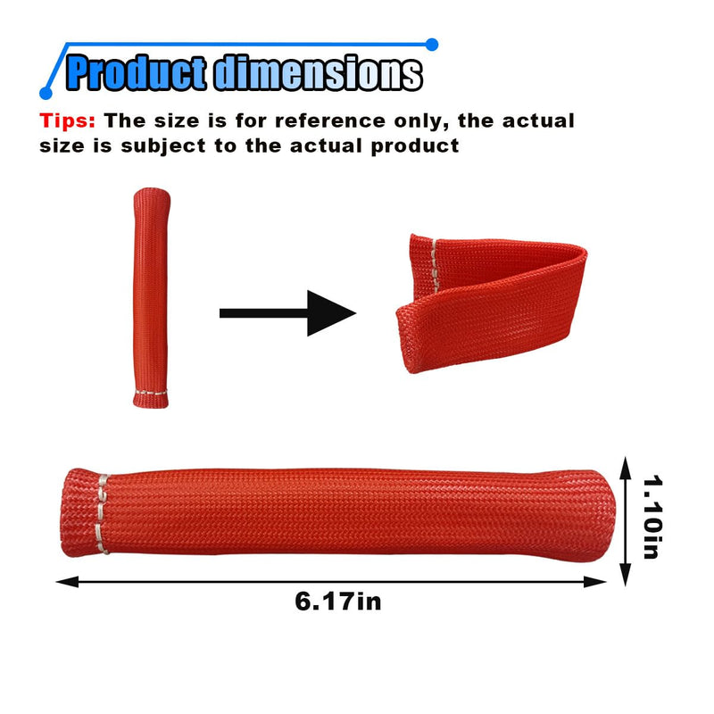 8PCS Spark Plug Wire Heat Shield Sleeve, 1500° Spark Plug Wire Cover Wrap for SBC BBC 350 454, 6 Inch Spark Plug Boot Protector Sleeve, Universal Sleeve Cover Replacement for Most Cars (Red) Red