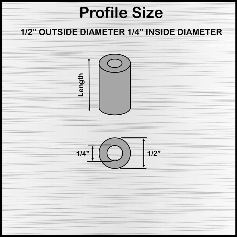 Aluminum Spacer Black 1/2" OD x 1/4" ID x Choose Your Length,Round Spacer Unthreaded Standoff Bushing Plain Finish, Fits Screws Bolts 1/4" or M6 by Metal Spacers Online (3/4" Length, 25 Pack) 3/4" Length