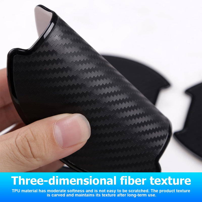 Mandark Car Door Handle Cup Scratch Protector, 4PCS 3D TPU Carbon Fiber Vehicle Door Bowl Sticker, Automotive Door Handle Paint Protective Film Cover Accessories, Universal for Most Cars (Large) Large